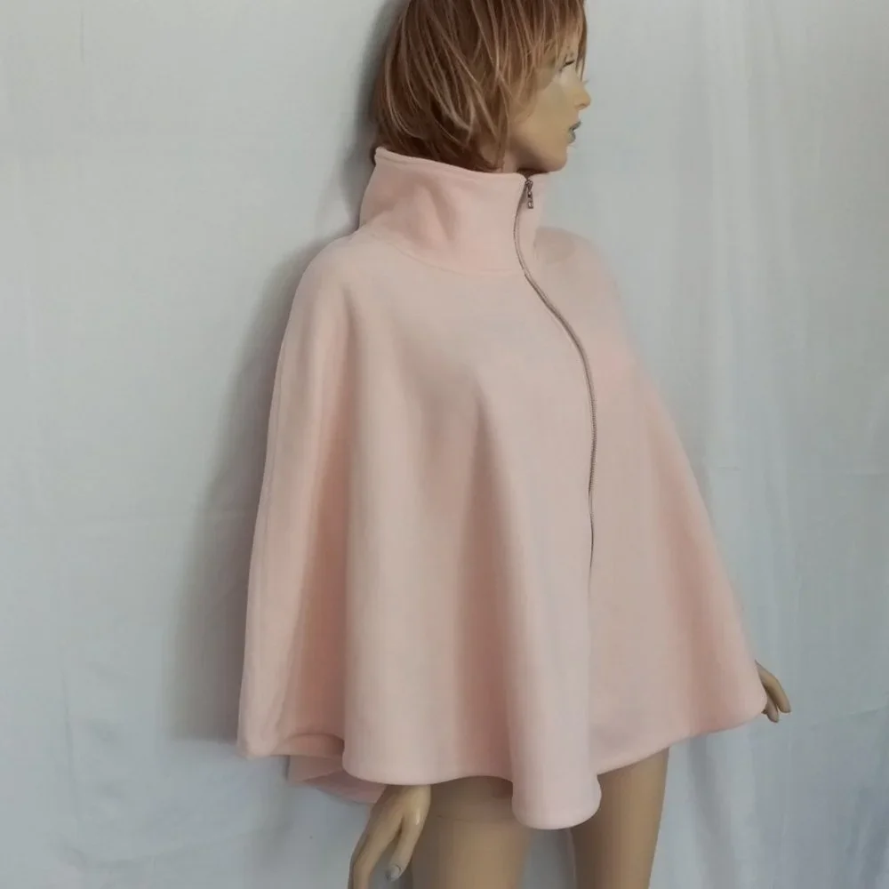 NWT $89 MARC NEW YORK Pink Full Front Zip Poncho Cape Sz M WARM! - Picture 2 of 9